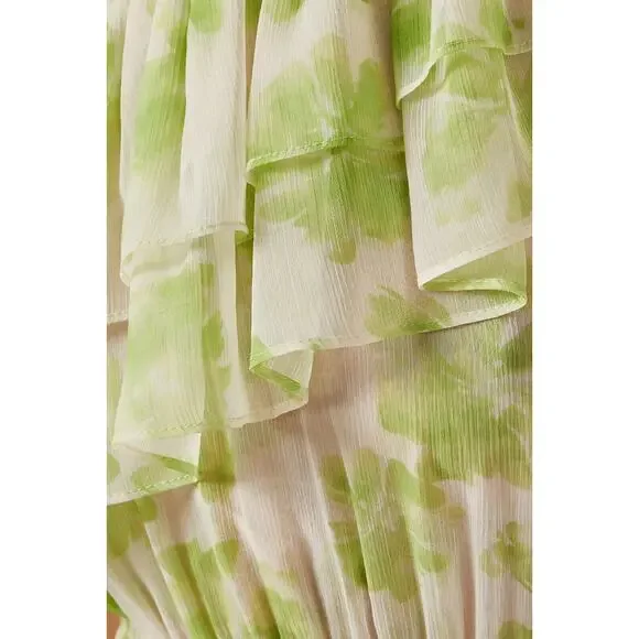 MISA Los Angeles LA Women's Midi Dress Rumi Blossom Printed Chiffon One Shoulder - Picture 4 of 6